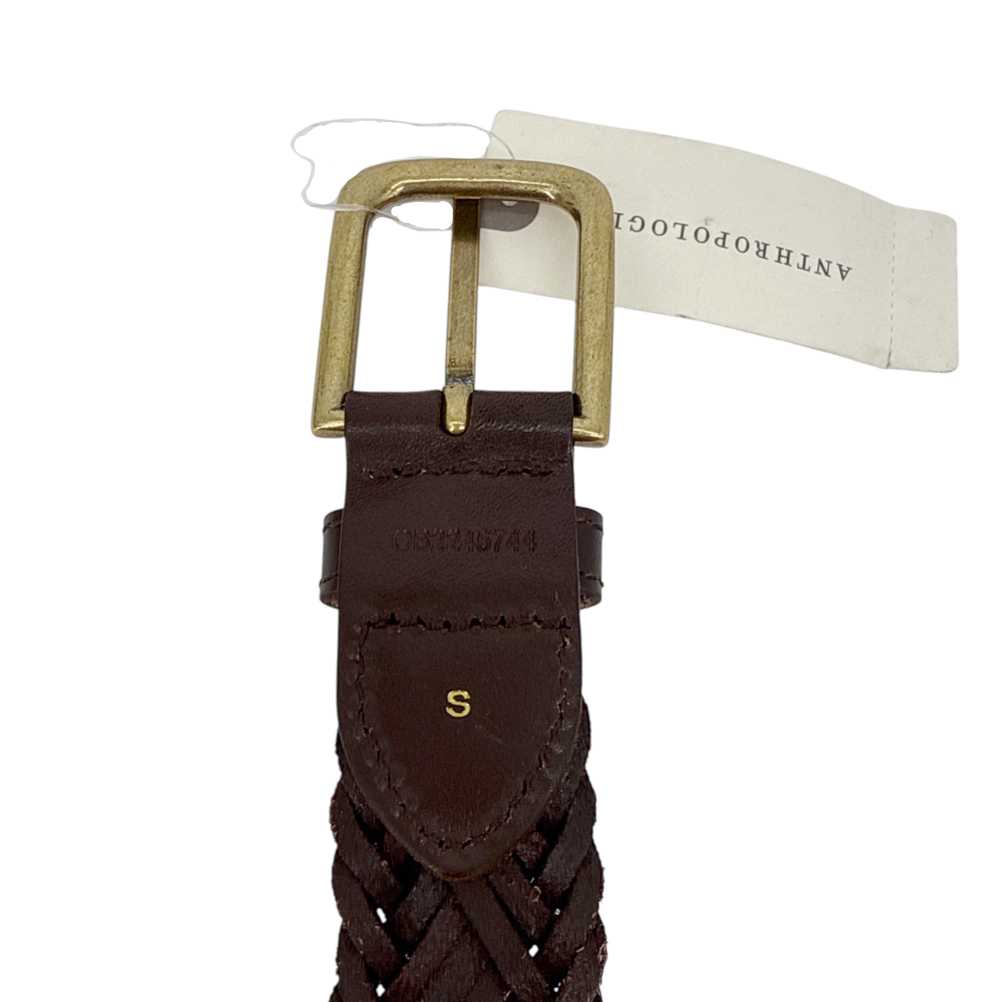 ANTHROPOLOGIE Woven Leather Belt in Brown S Anthropologie