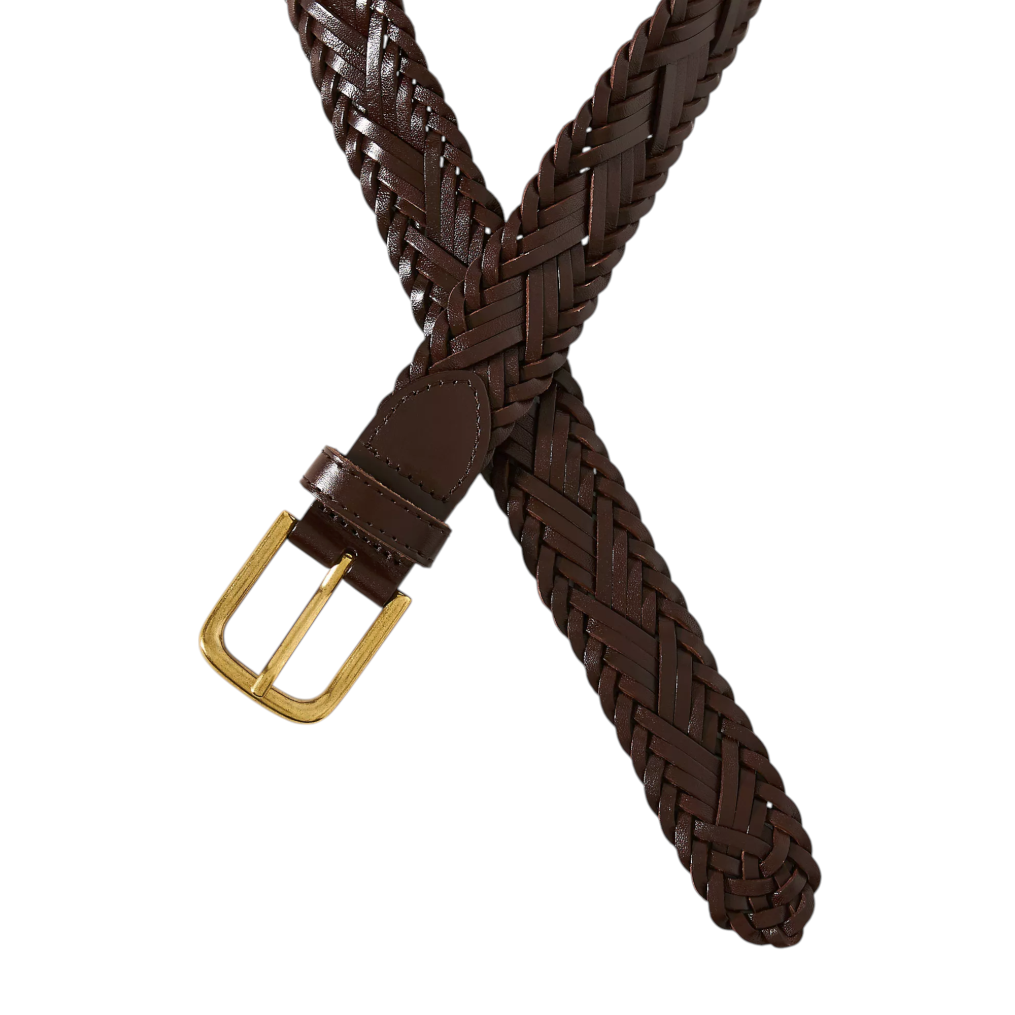 ANTHROPOLOGIE Woven Leather Belt in Brown S Anthropologie