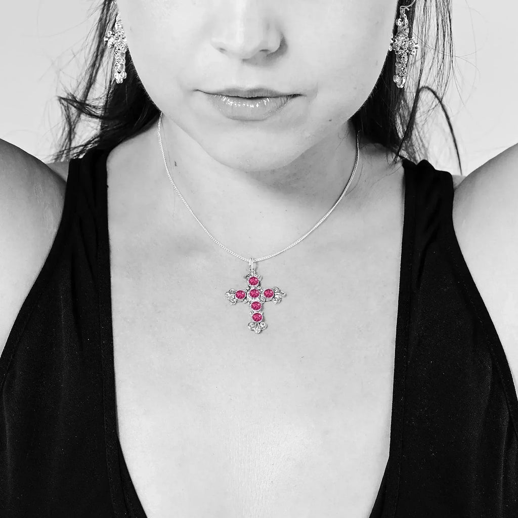VIRGINS SAINTS & ANGELS VSA Addie Charm Necklace Silver & Pink - flyKAMP