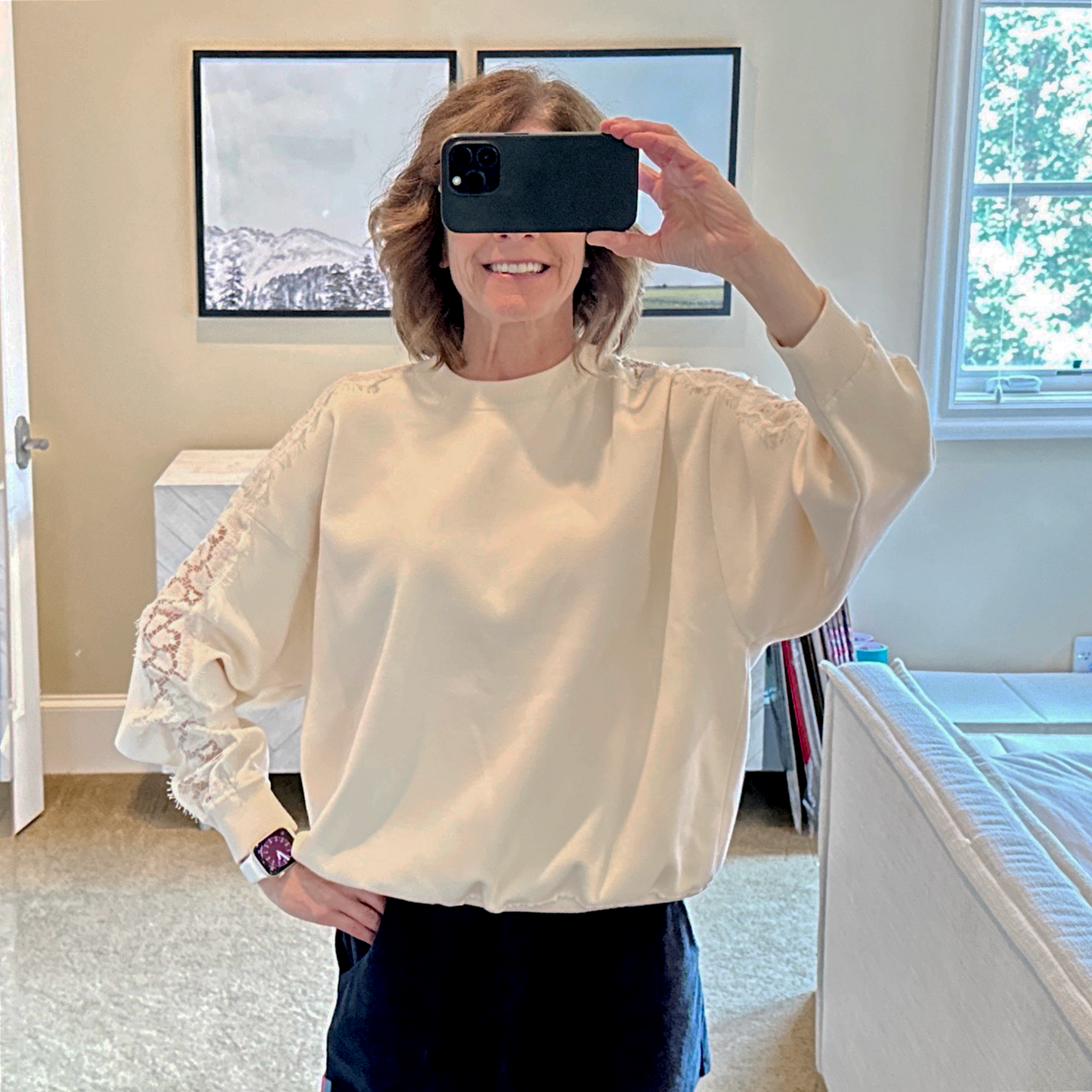 GIVENCHY Lace Insert Sweatshirt S