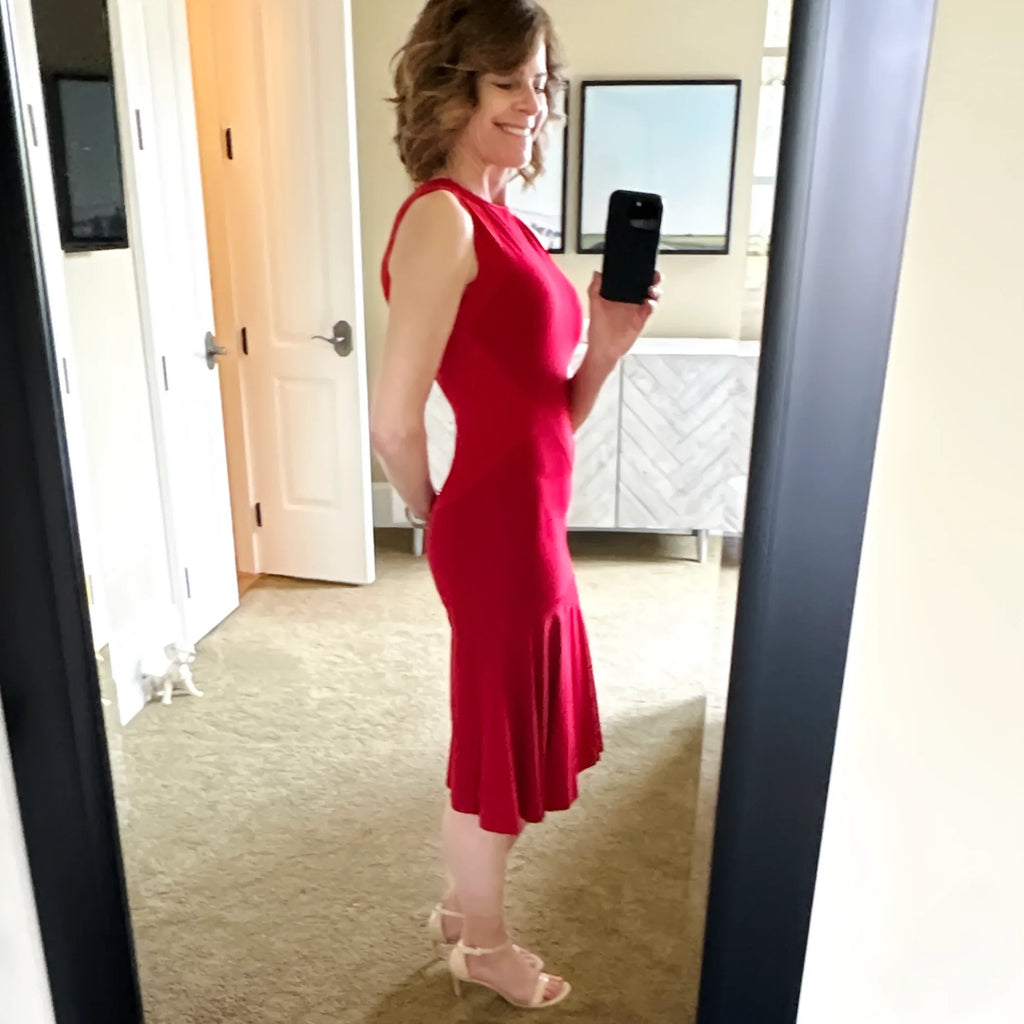 STELLA MCCARTNEY Paneled Sleeveless Dress in Red Size XS - flyKAMP