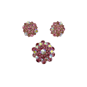 BROOCH VINTAGE Rhinestone Brooch & Clip-on Earring Set