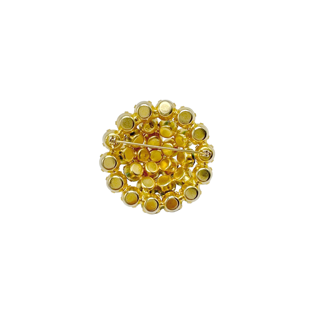 BROOCH Vintage Green Rhinestone Dome Source Unknown