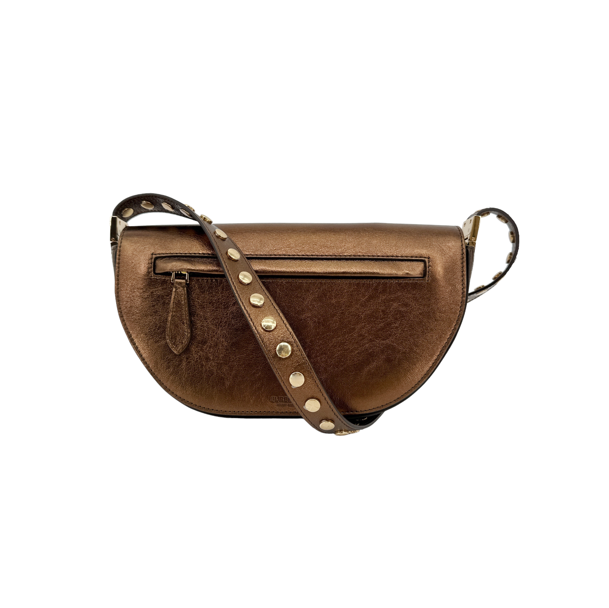 BURBERRY Small Metallic Leather Olympia Shoulder Bag in Bronze Burberry