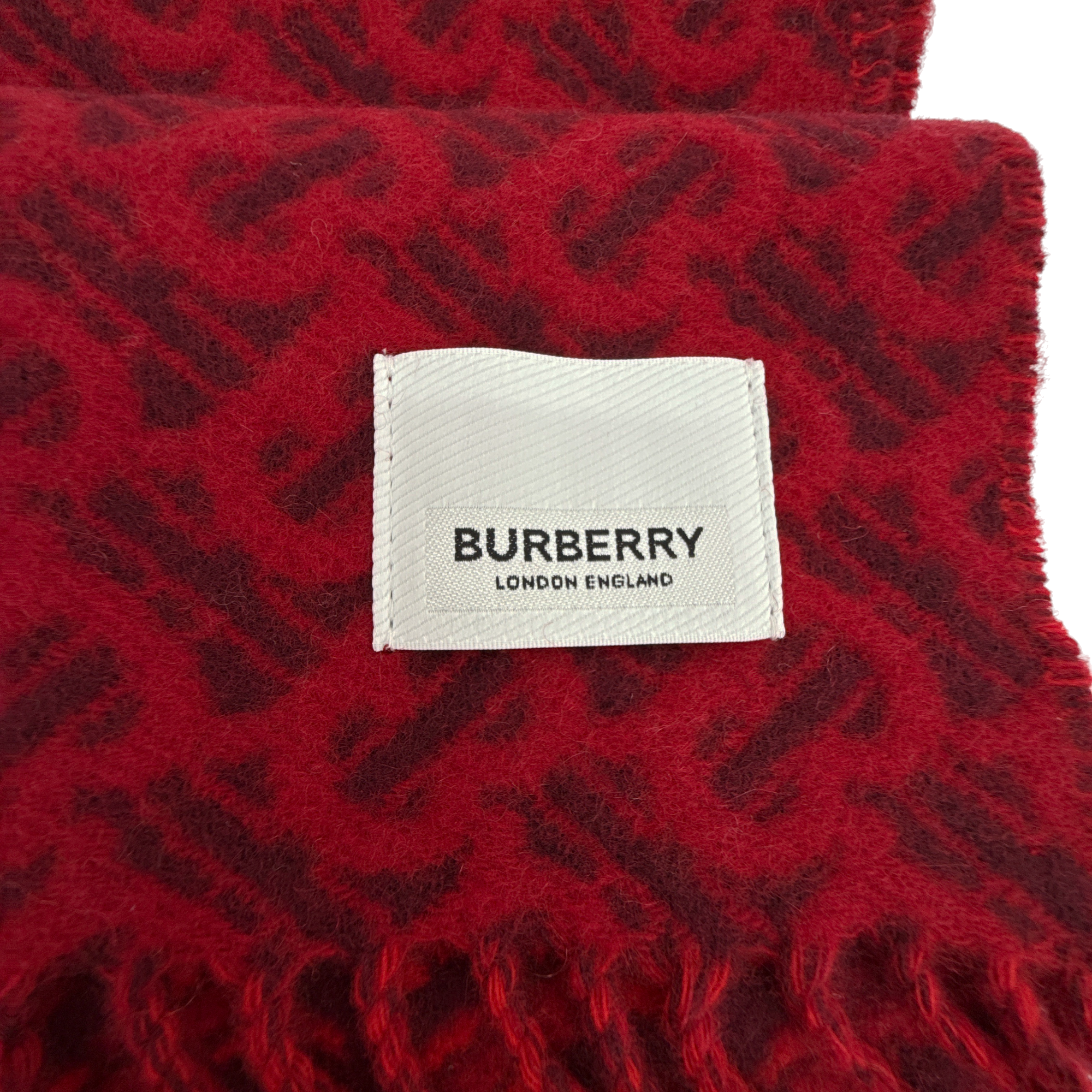 BURBERRY TB Motif Jacquard Cashmere Scarf in Red Burberry