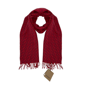 BURBERRY TB Motif Jacquard Cashmere Scarf in Red