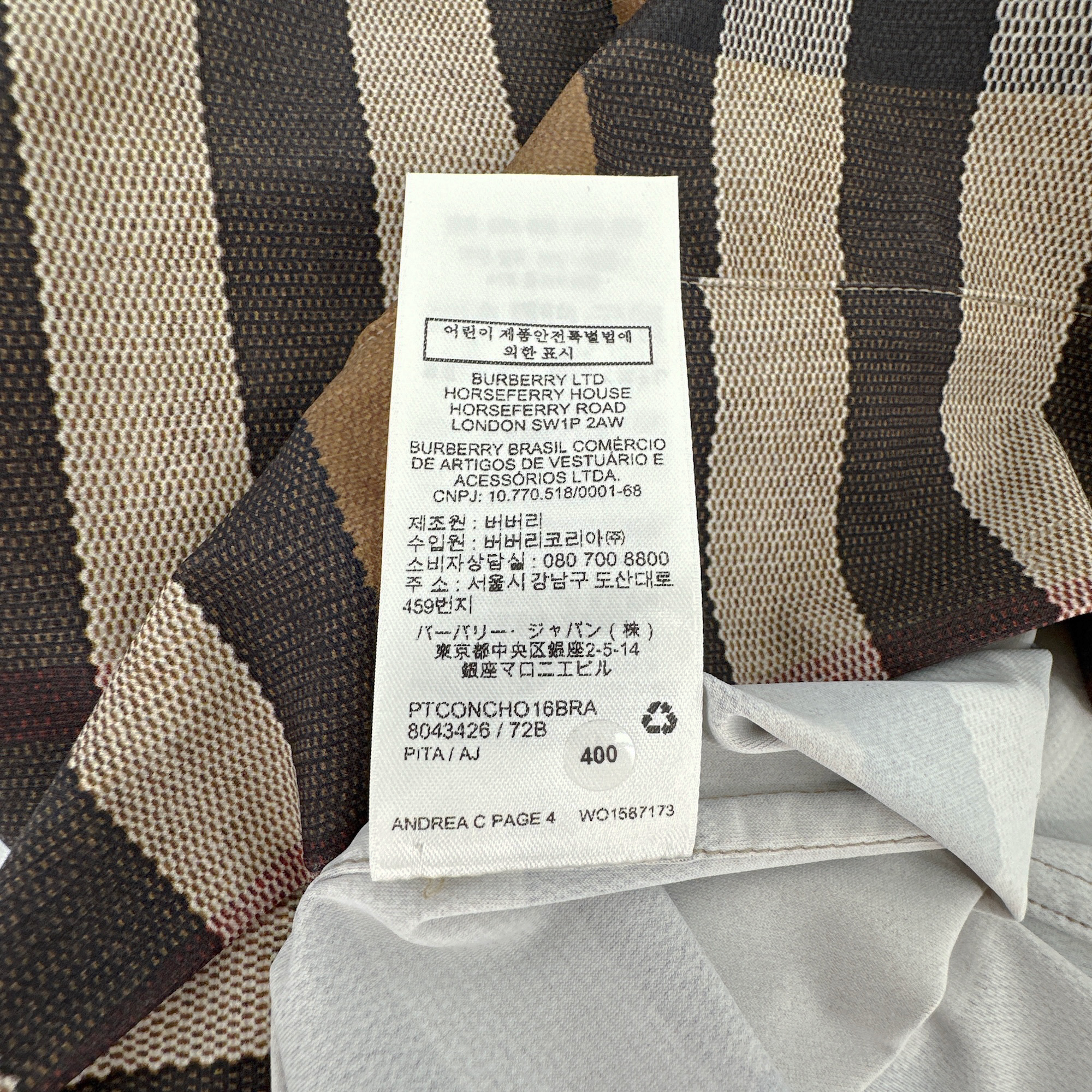BURBERRY Andrea Check Biker Short XS Burberry