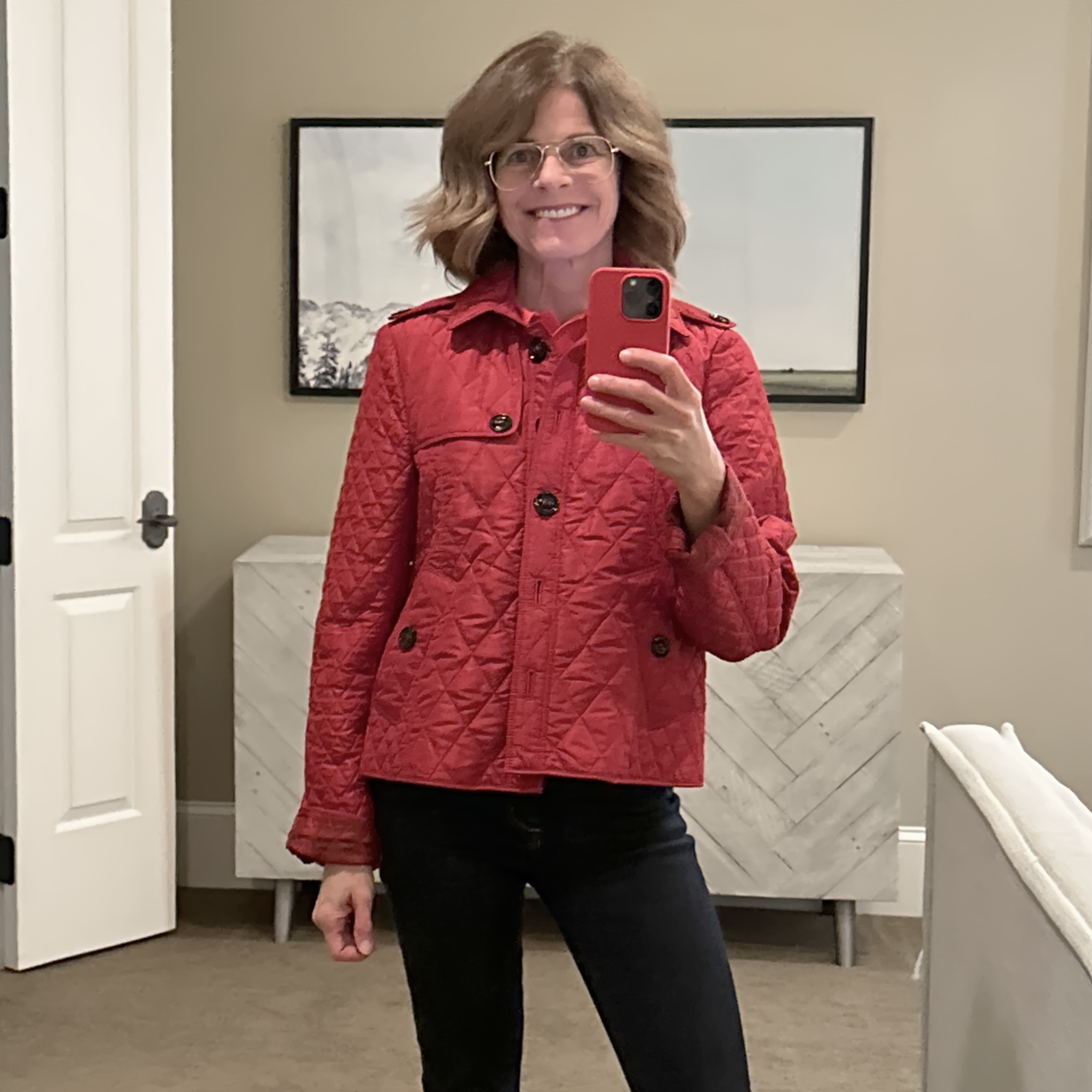 BURBERRY London Cropped Diamond Quilted Jacket in Red US10 | M Burberry