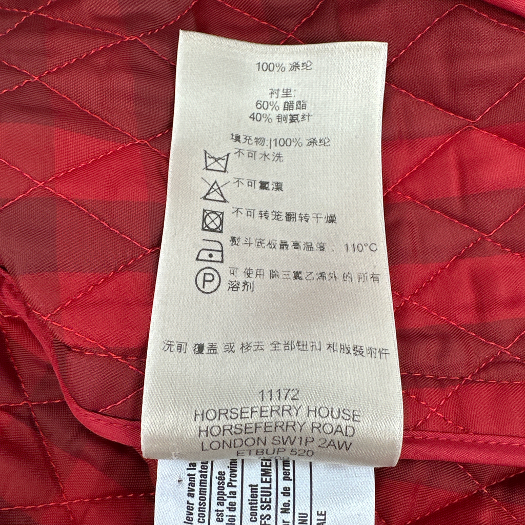 BURBERRY London Cropped Diamond Quilted Jacket in Red US10 | M Burberry