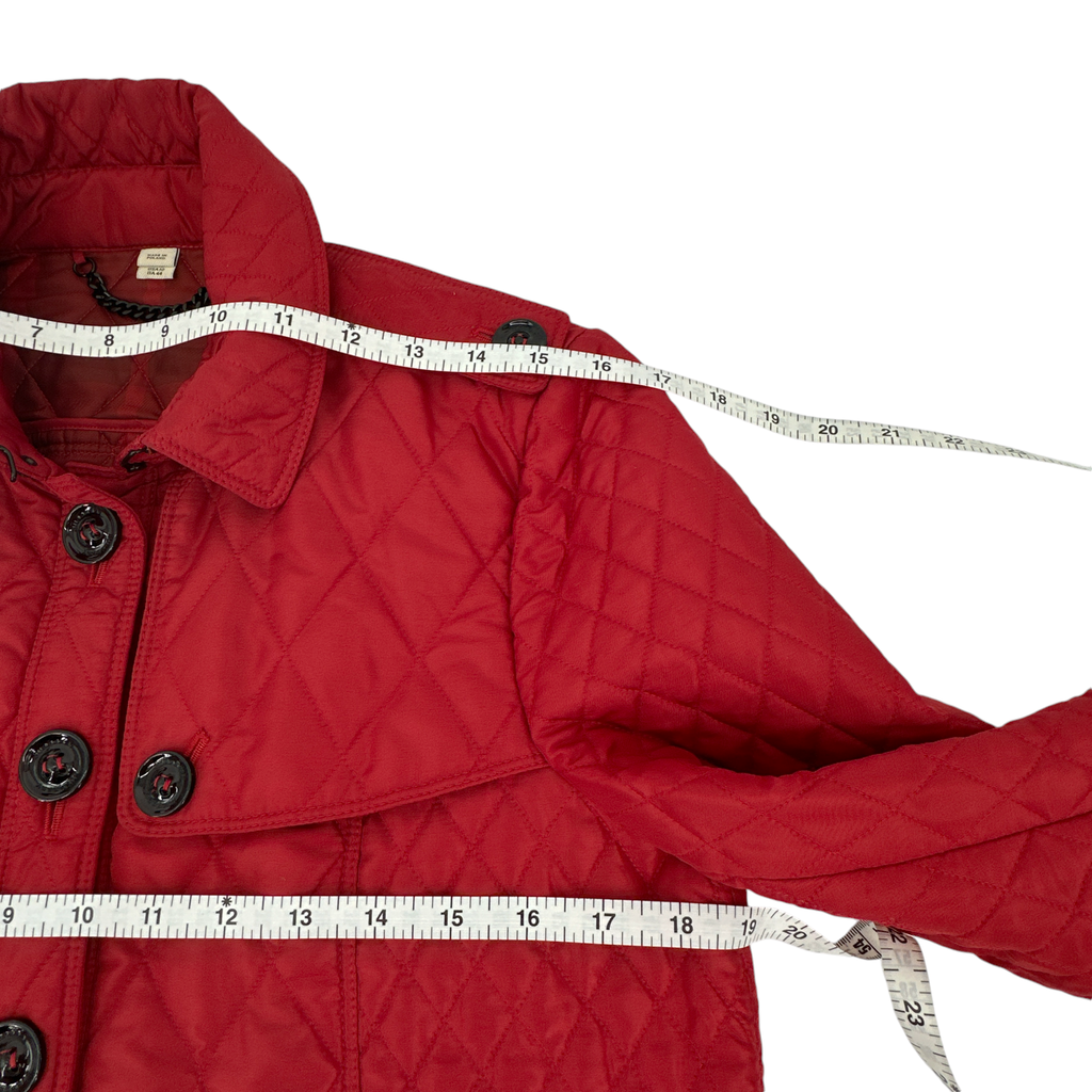 BURBERRY London Cropped Diamond Quilted Jacket in Red US10 | M Burberry