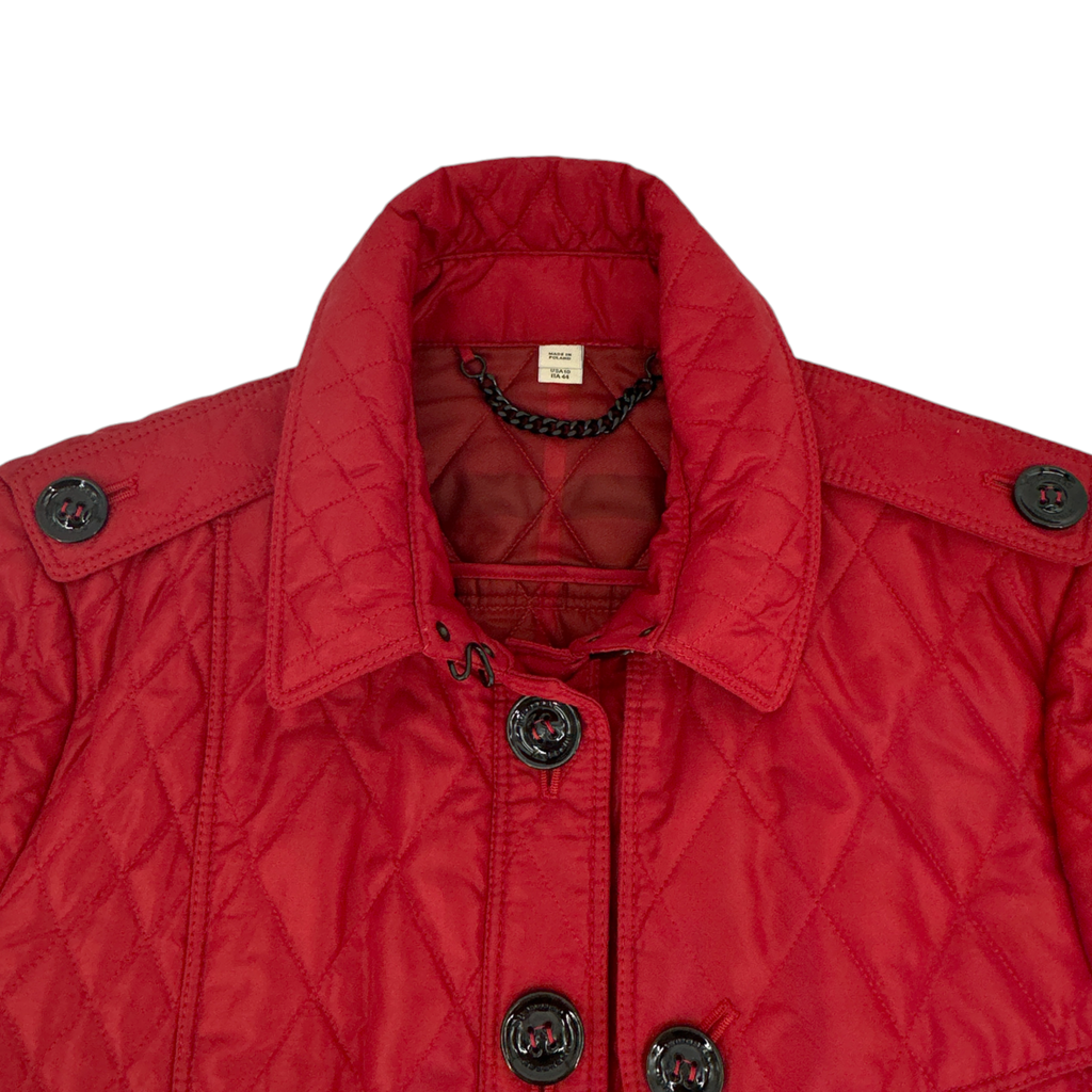 BURBERRY London Cropped Diamond Quilted Jacket in Red US10 | M Burberry