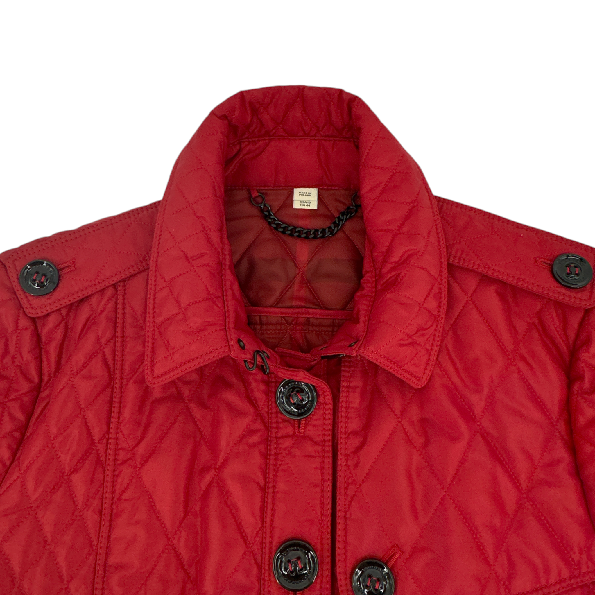 BURBERRY London Cropped Diamond Quilted Jacket in Red US10 | M Burberry