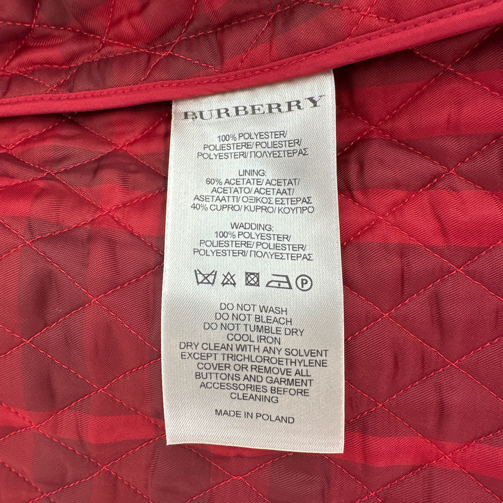 BURBERRY London Cropped Diamond Quilted Jacket in Red US10 | M Burberry