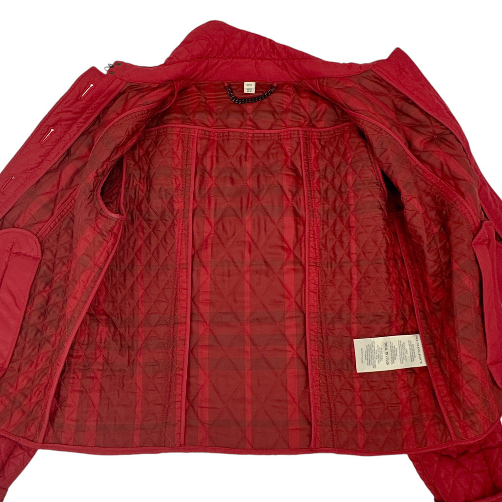 BURBERRY London Cropped Diamond Quilted Jacket in Red US10 | M Burberry