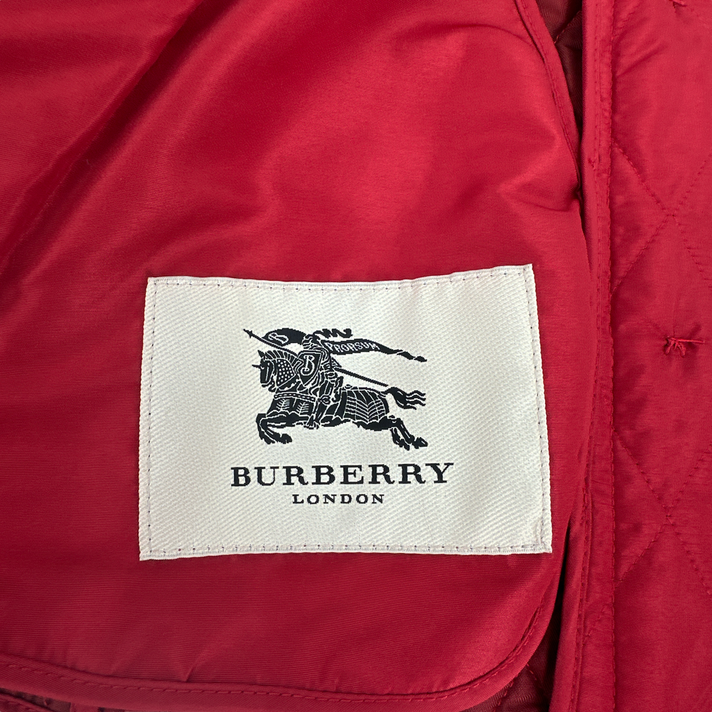 BURBERRY London Cropped Diamond Quilted Jacket in Red US10 | M Burberry