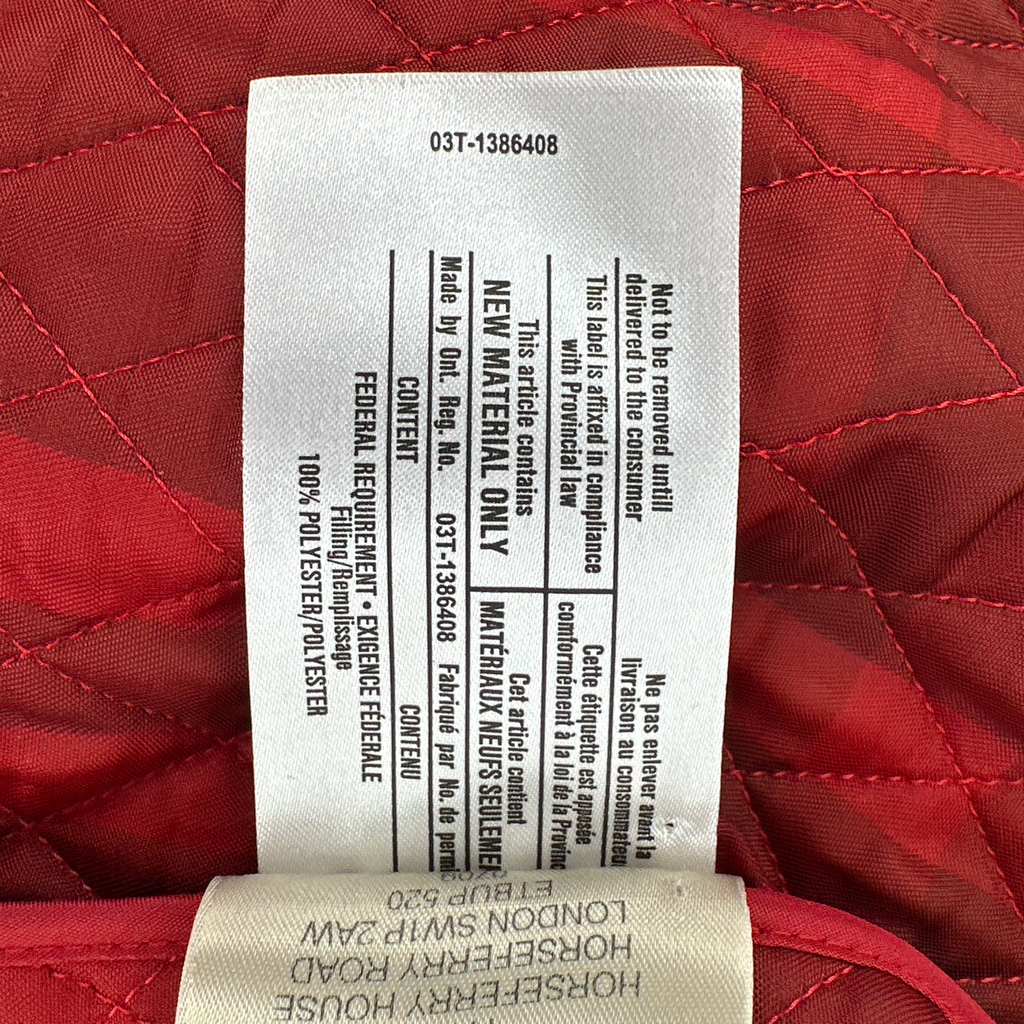 BURBERRY London Cropped Diamond Quilted Jacket in Red US10 | M Burberry