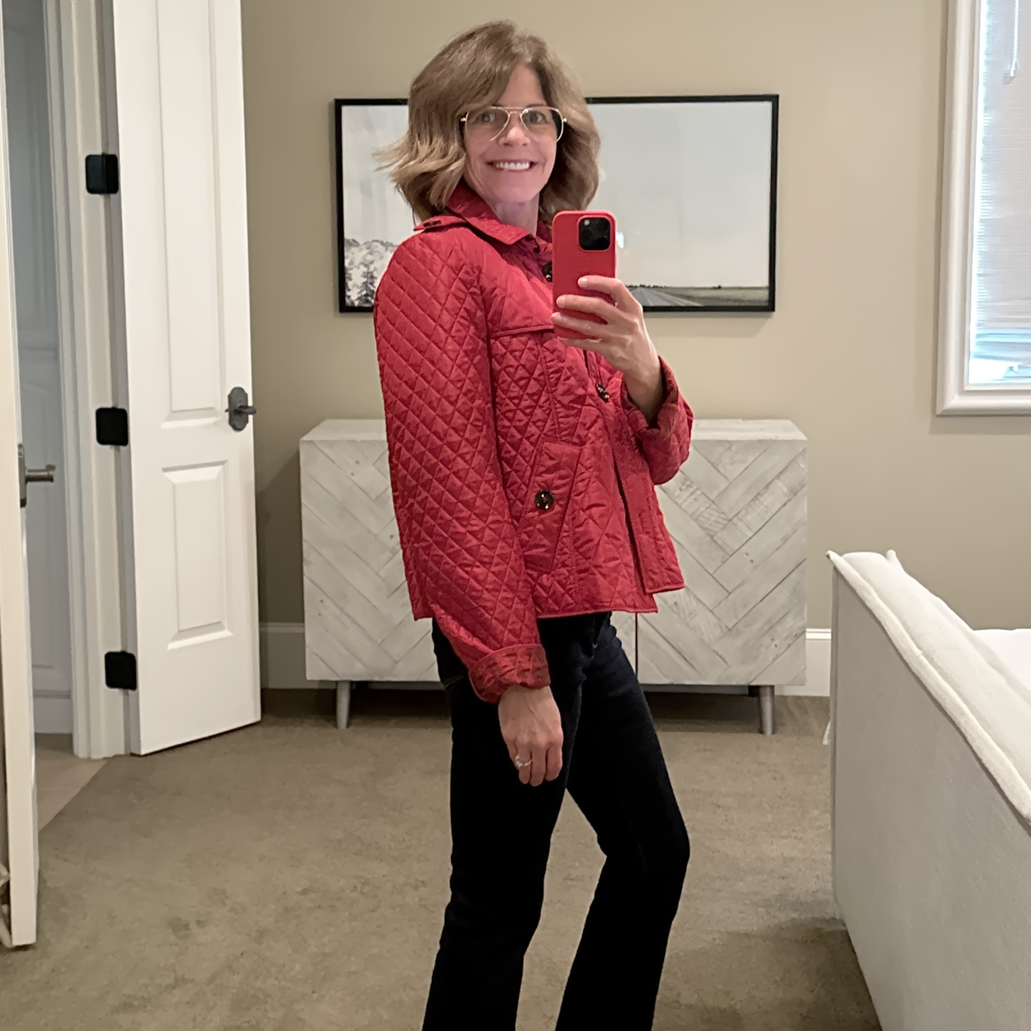 BURBERRY London Cropped Diamond Quilted Jacket in Red US10 | M Burberry