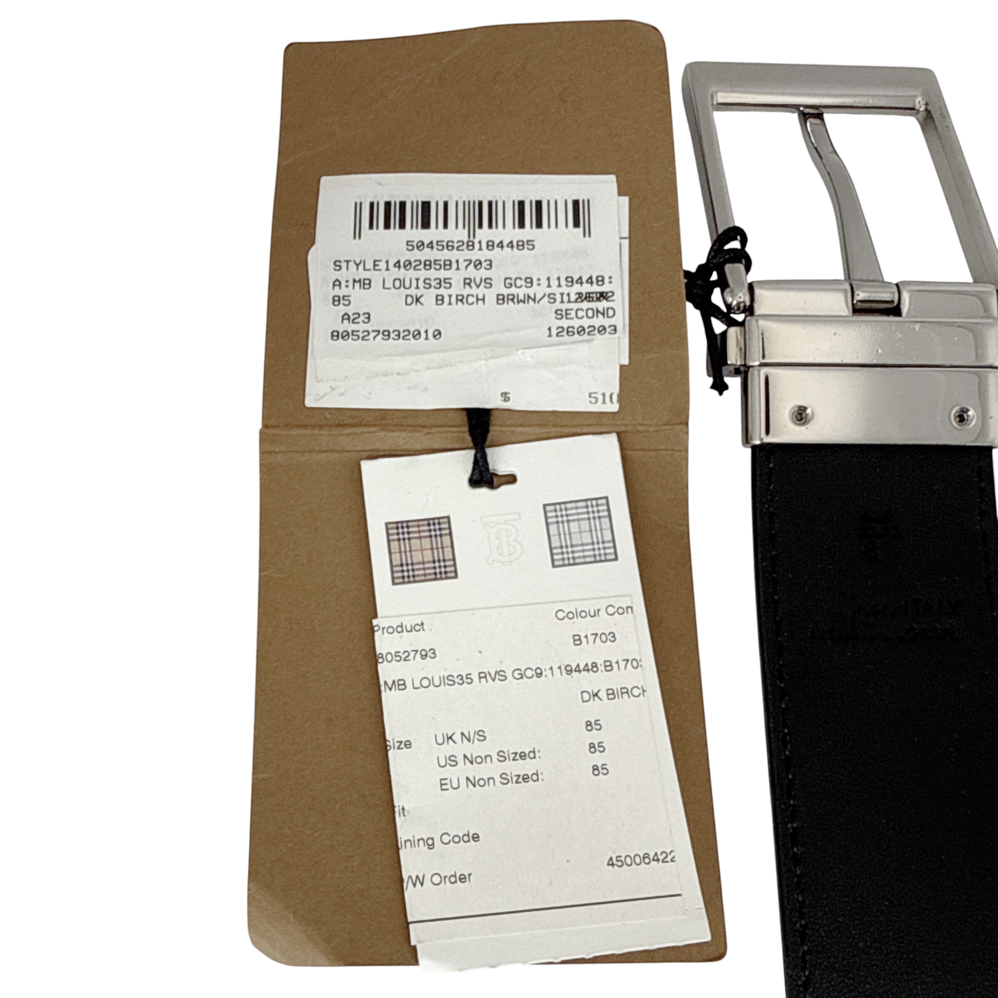 BURBERRY Louis 35mm Reversible Buckle Giant Check E-Canvas Belt 85|34 Burberry