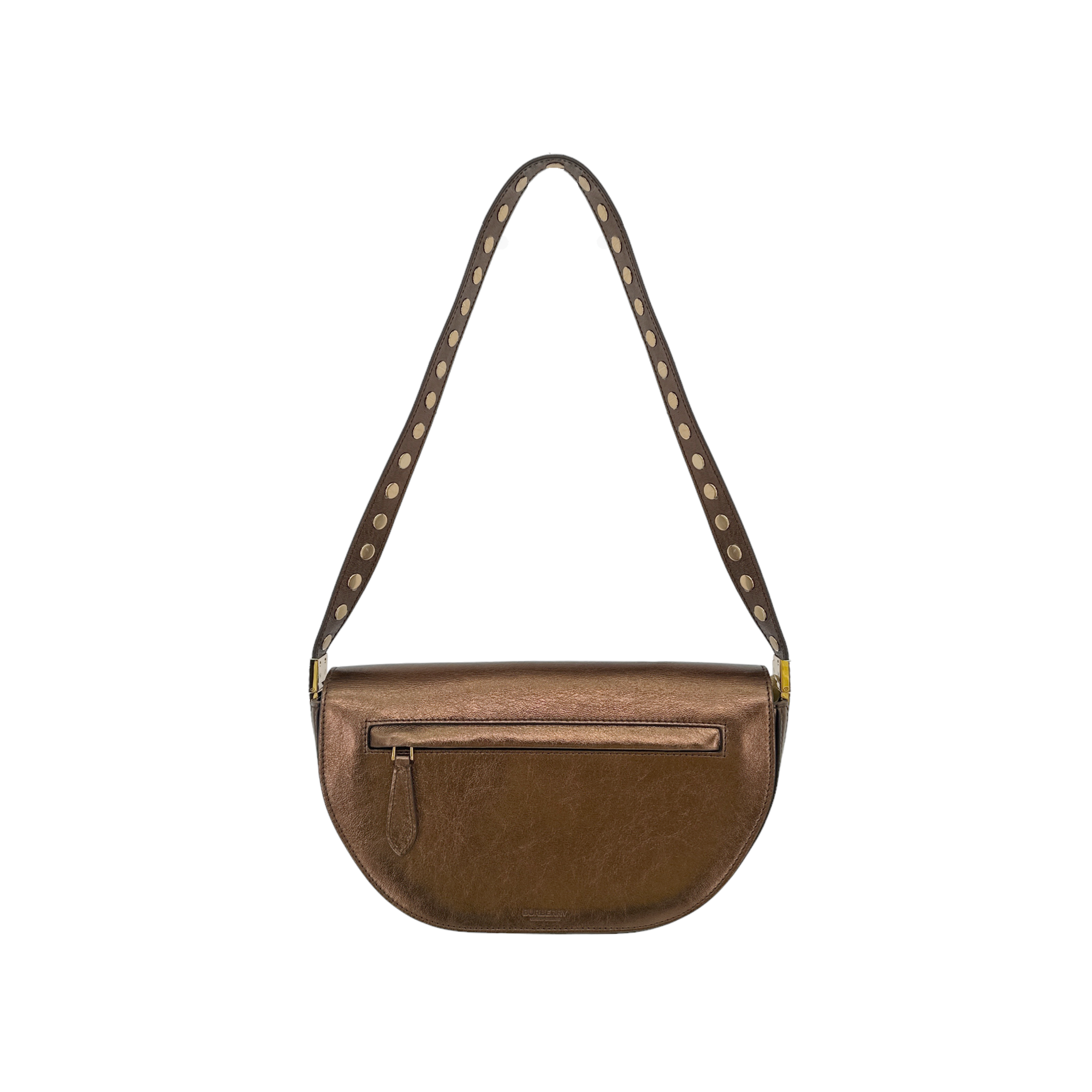 BURBERRY Small Metallic Leather Olympia Shoulder Bag in Bronze Burberry