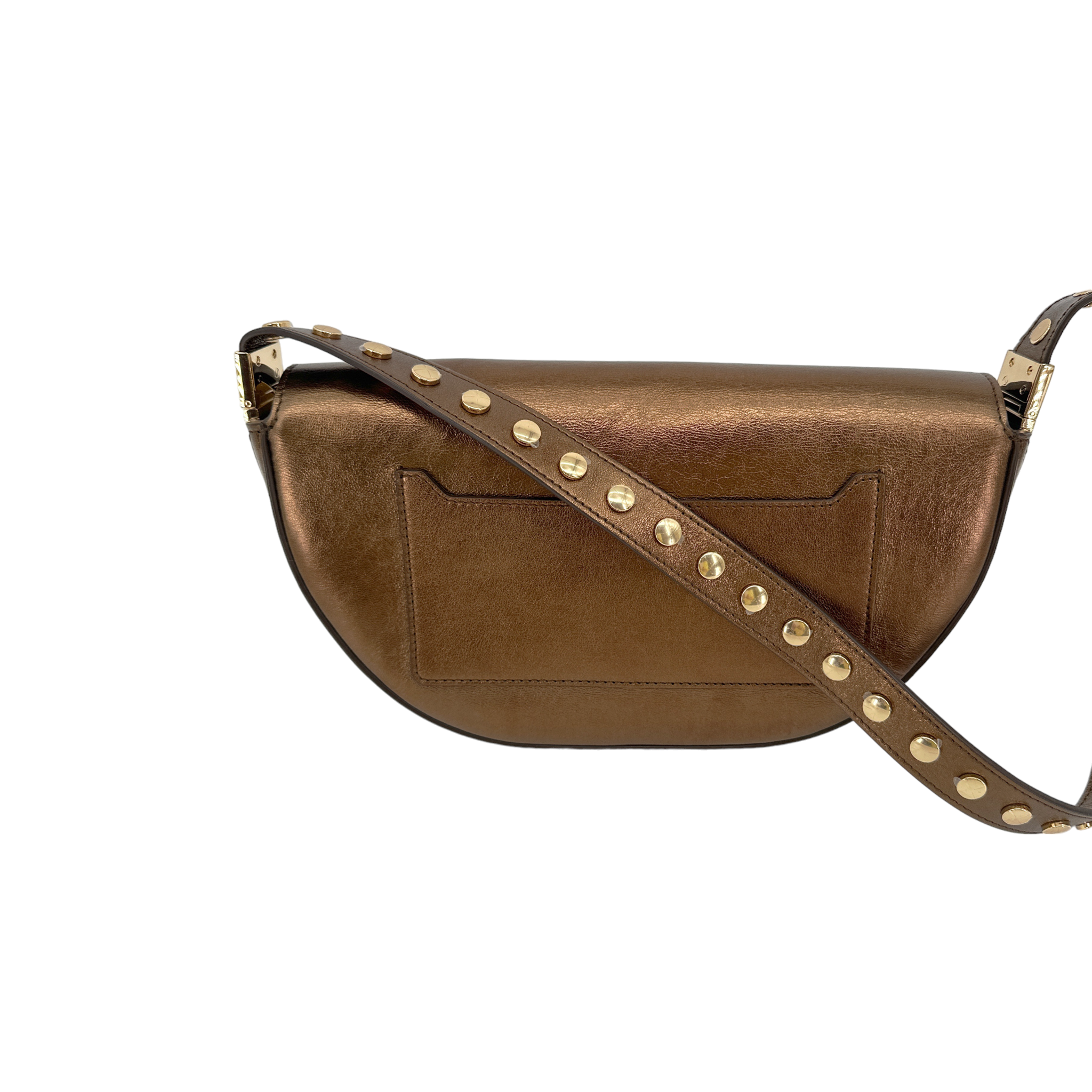 BURBERRY Small Metallic Leather Olympia Shoulder Bag in Bronze Burberry