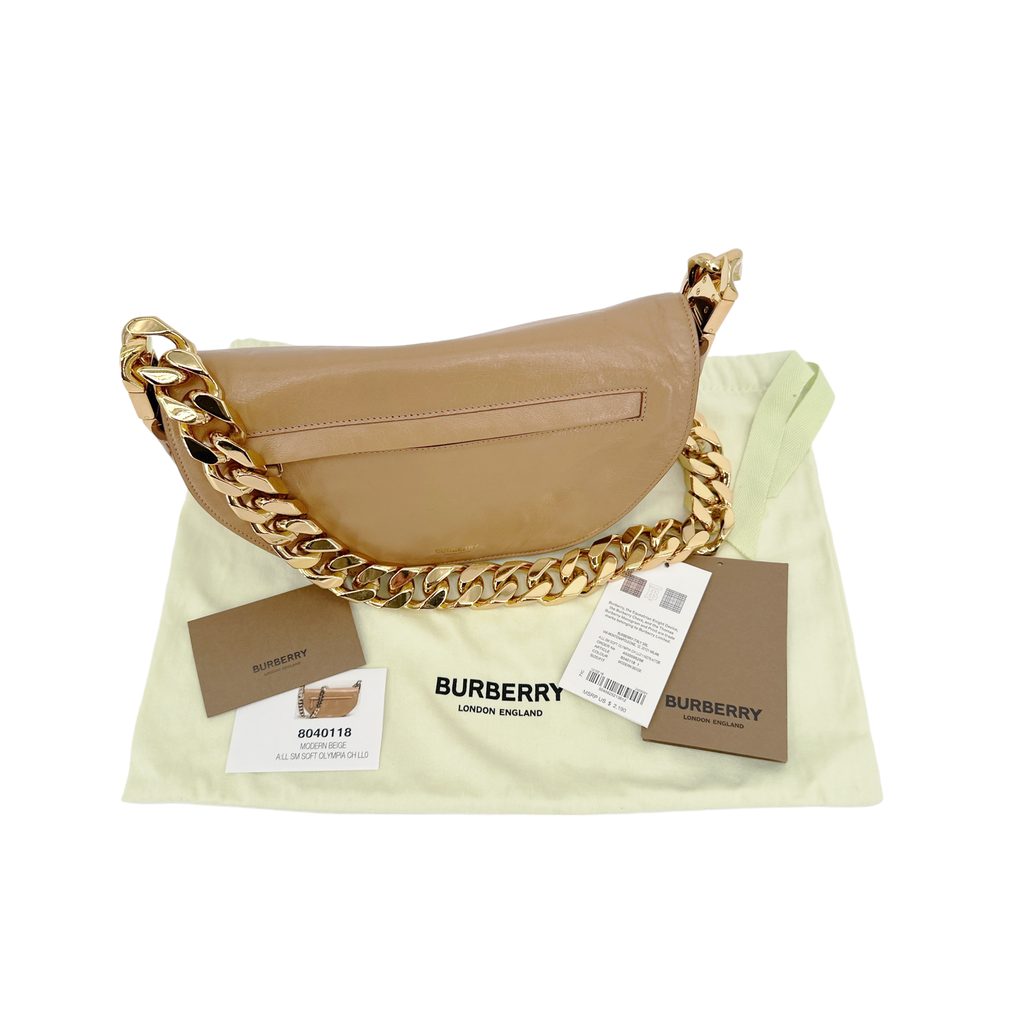 BURBERRY Small Soft Olympia Bag in Modern Beige Burberry