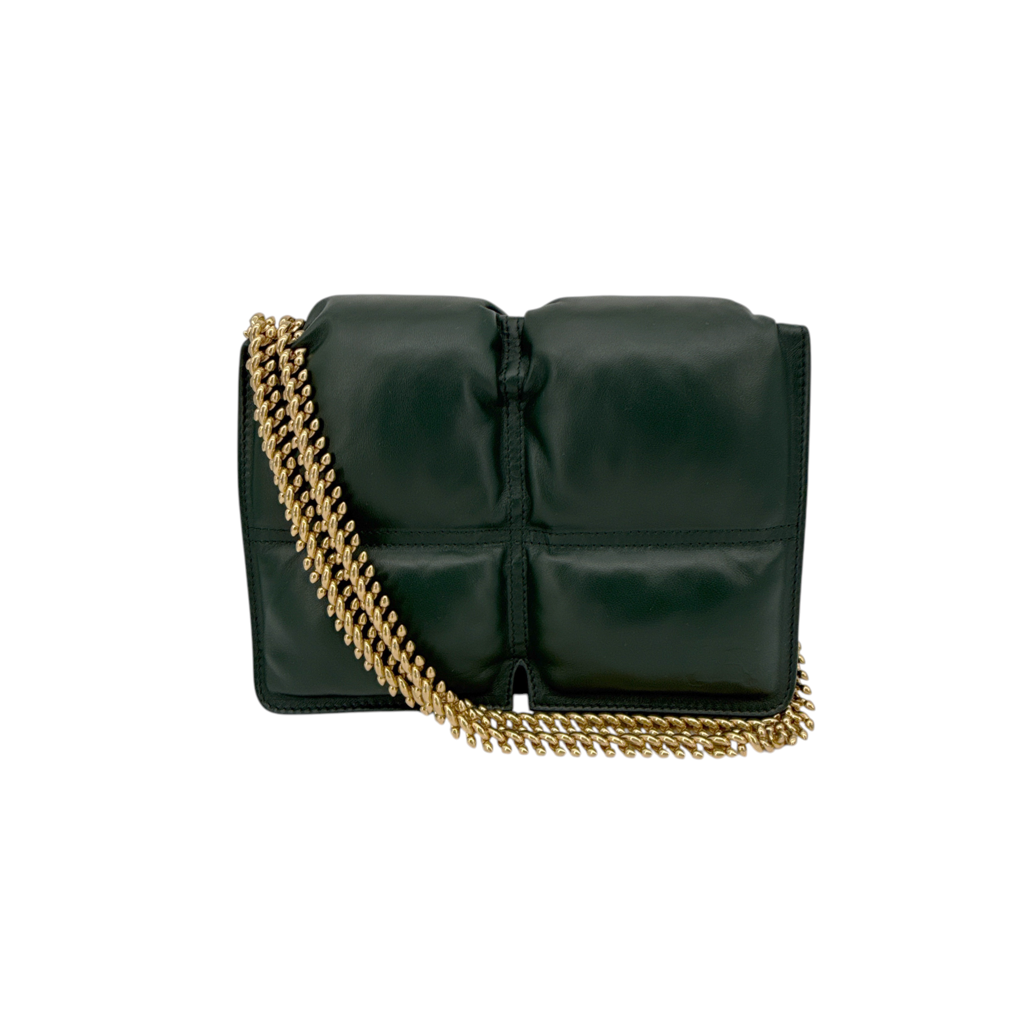 BURBERRY Snip Chain Bag Puffy Nappa Leather in Vine Burberry