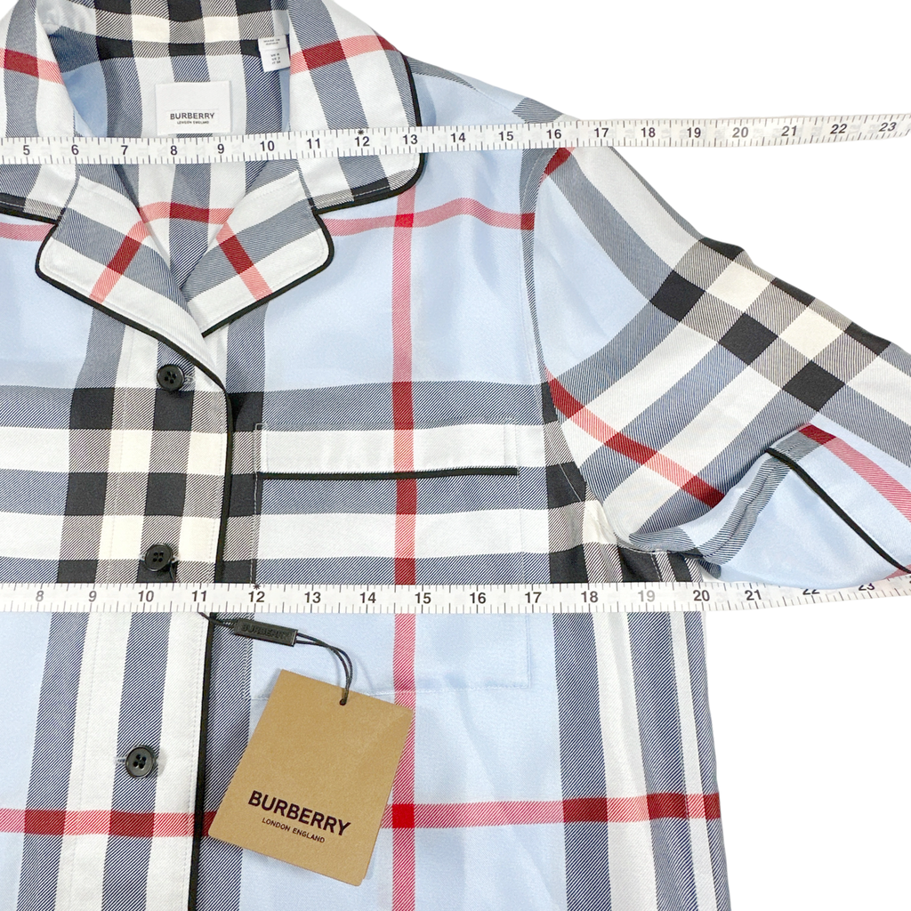 BURBERRY Tierney Bowling Shirt Pale Blue XS Burberry
