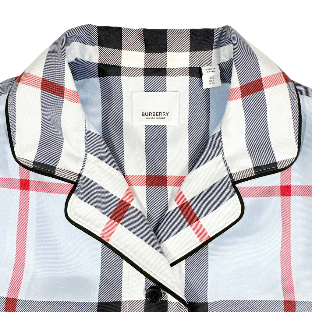 BURBERRY Tierney Bowling Shirt Pale Blue XS Burberry