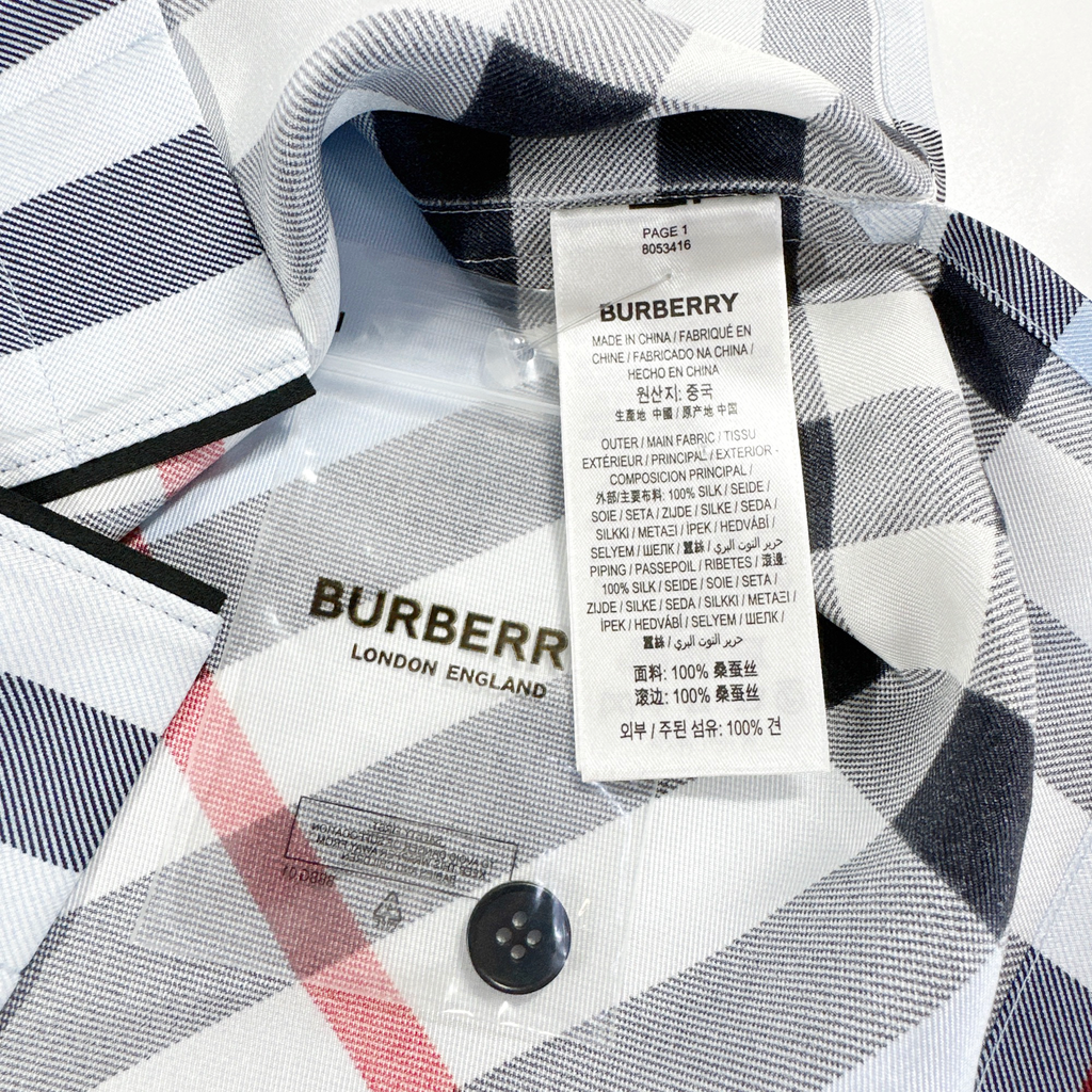 BURBERRY Tierney Bowling Shirt Pale Blue XS Burberry