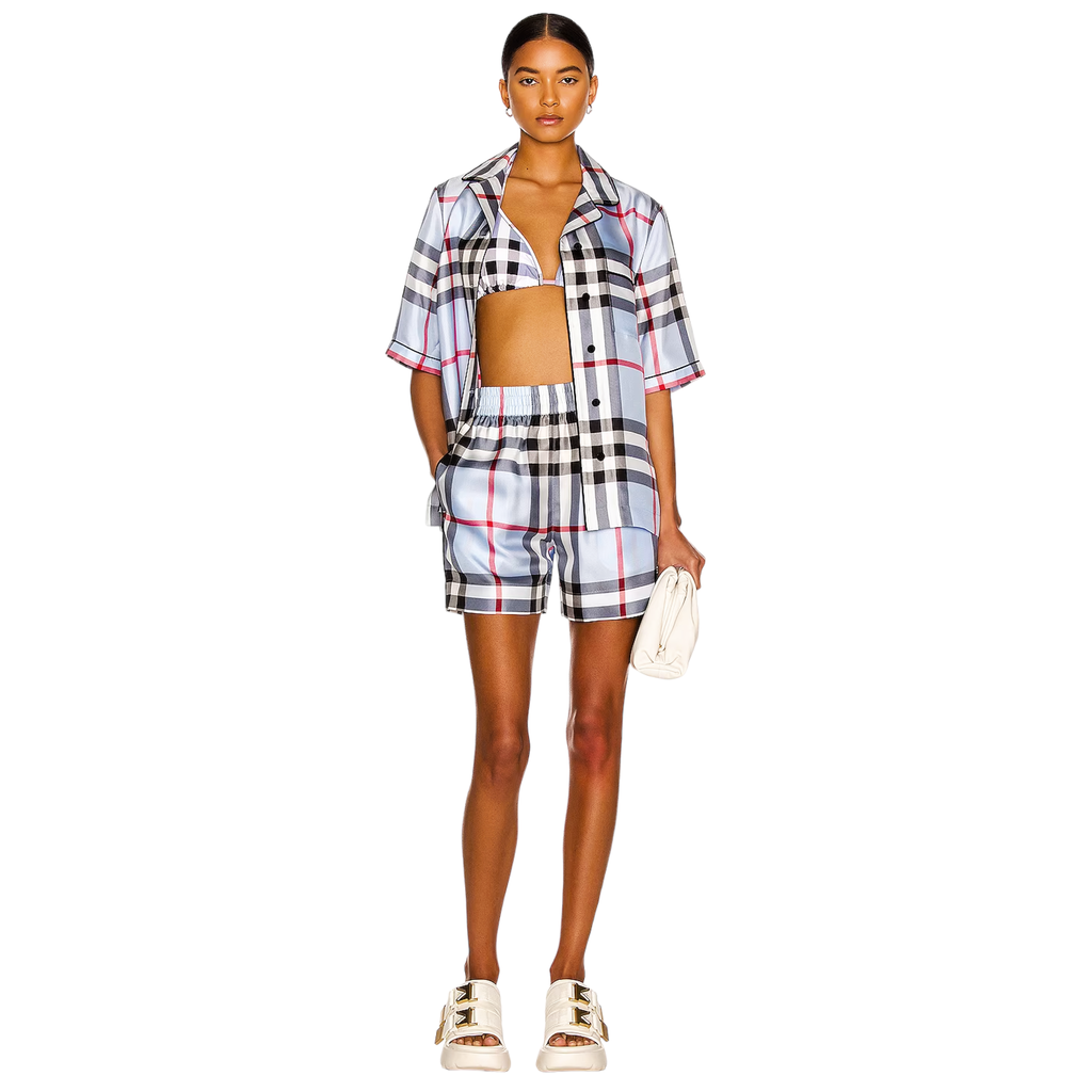 BURBERRY Tierney Bowling Shirt Pale Blue XS Burberry