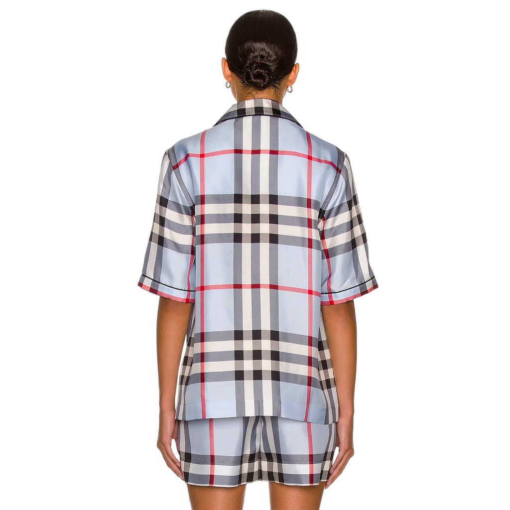 BURBERRY Tierney Bowling Shirt Pale Blue XS Burberry
