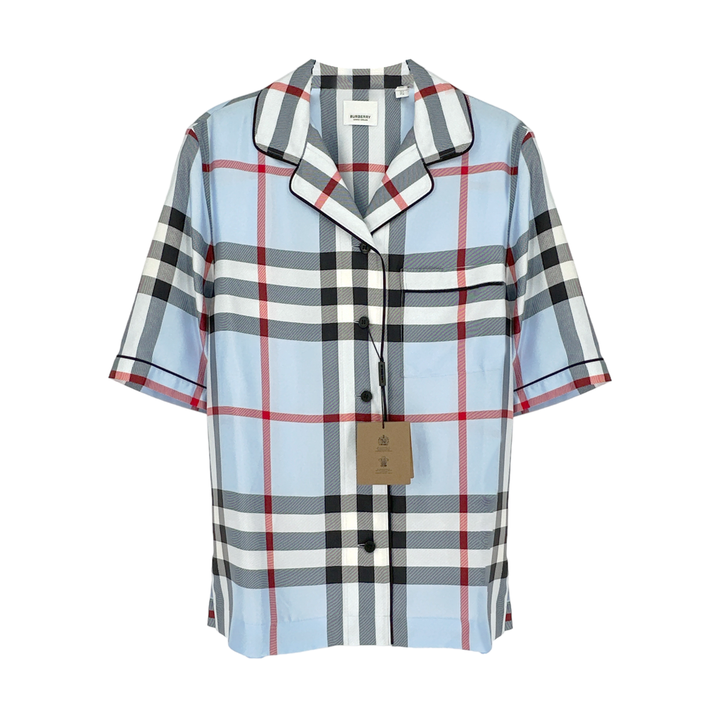 BURBERRY Tierney Bowling Shirt Pale Blue XS Burberry