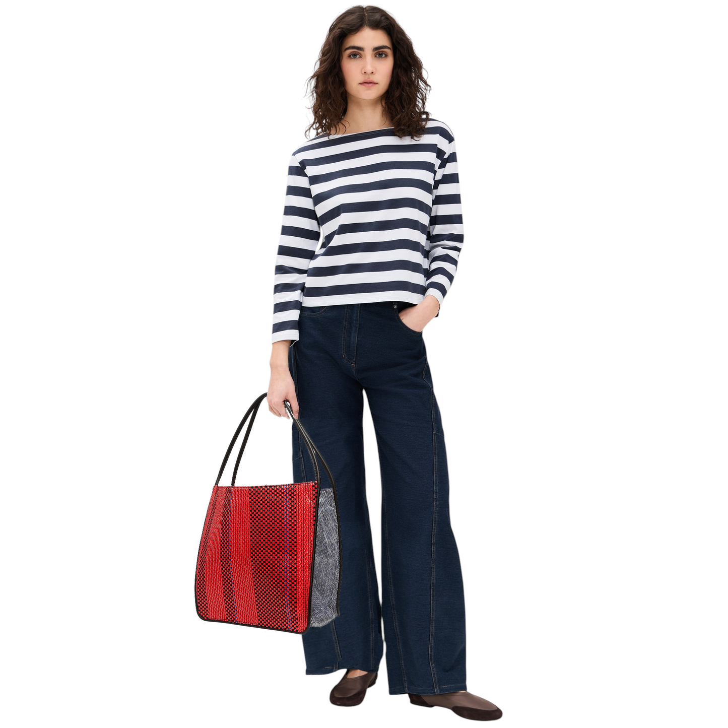 PROENZA SCHOULER XL Mixed Woven Tote Bag Red/Blue