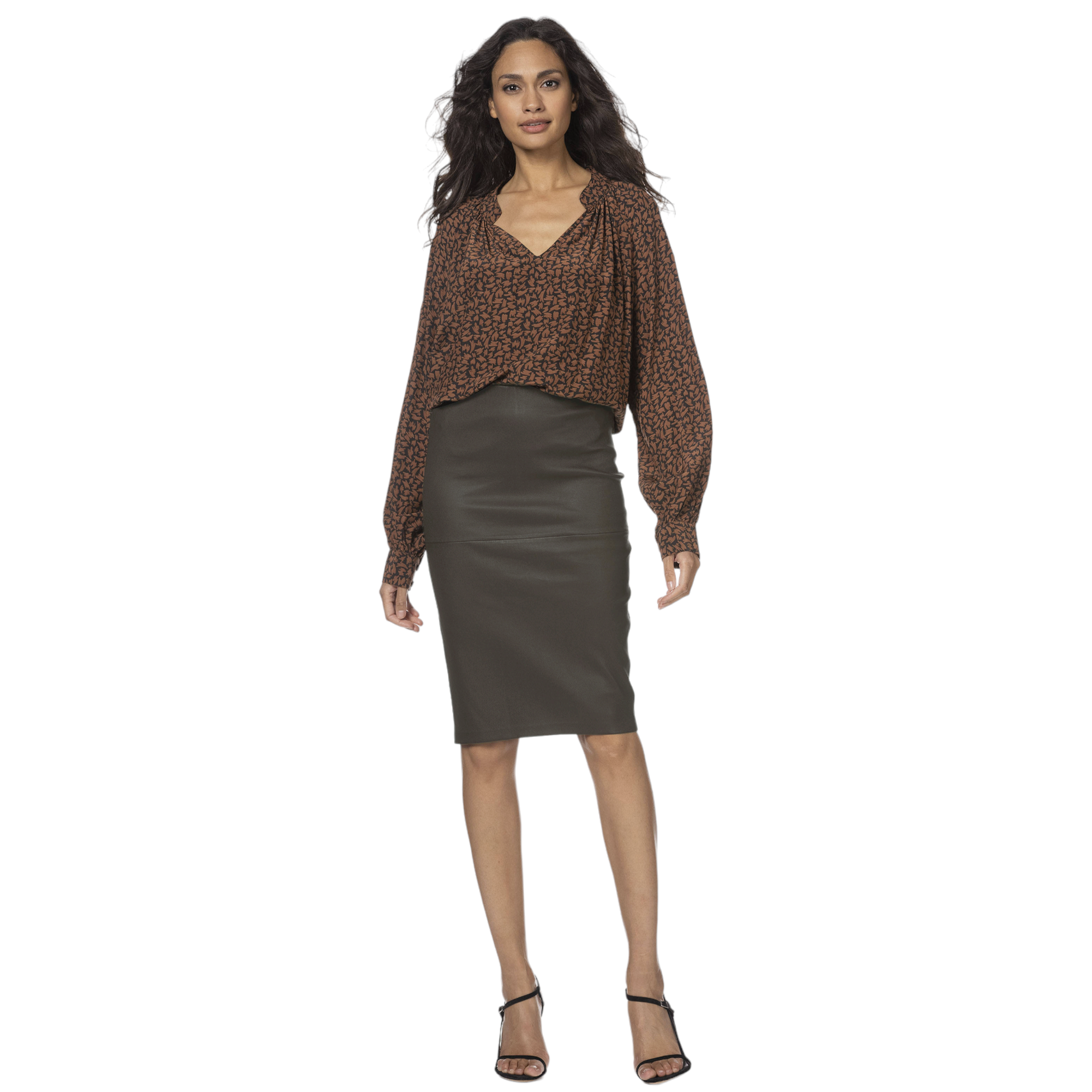 By MALENE BIRGER Floridia Stretch Leather Midi Skirt FR32|XS By Malene Birger