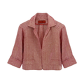 CAROLINA HERRERA Cropped Open Front Silk Blend Jacket in Red 4|S Carolina Herrera