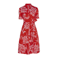CAROLINA HERRERA Red Printed Short Sleeve Shirtdress in Red 6|M Carolina Herrera