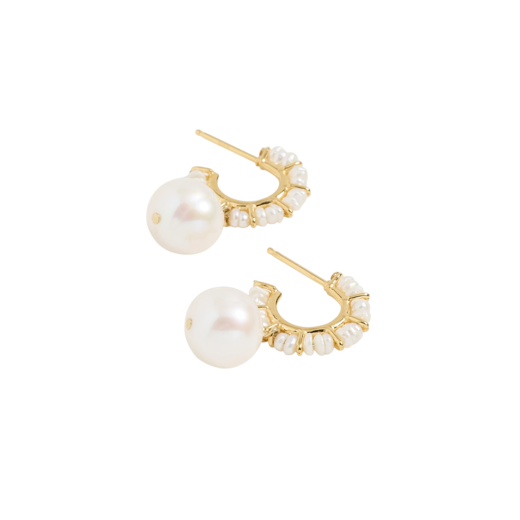 CHAN LUU Maiden Hoop Earrings in White Pearl Chan Luu