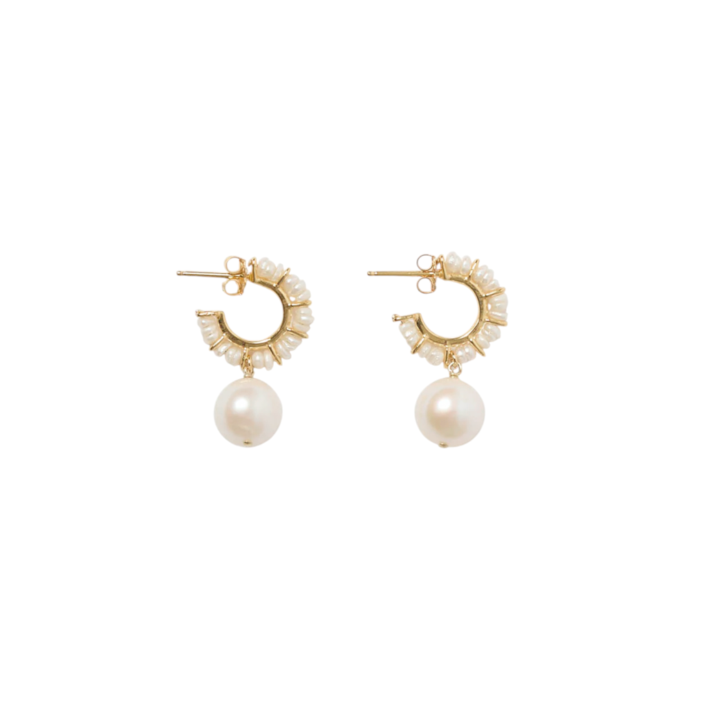 CHAN LUU Maiden Hoop Earrings in White Pearl Chan Luu
