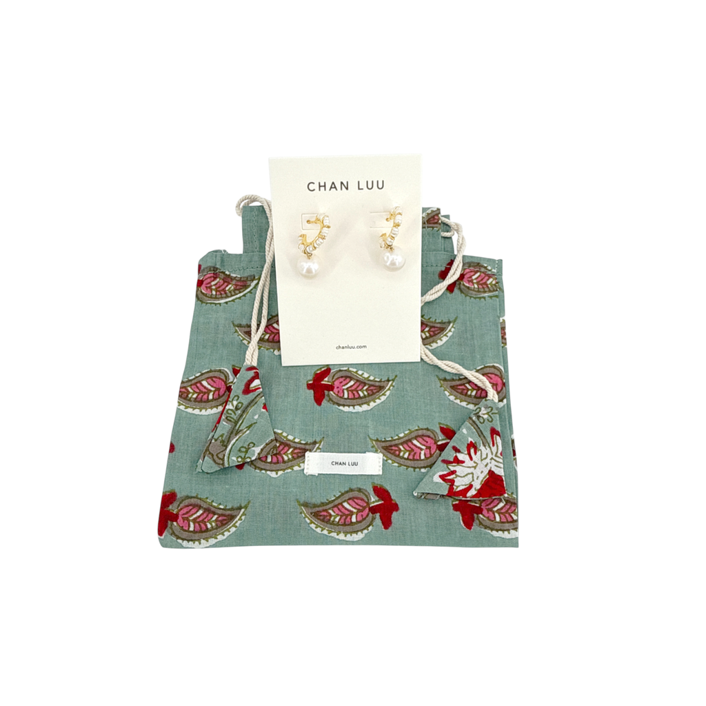 CHAN LUU Maiden Hoop Earrings in White Pearl Chan Luu