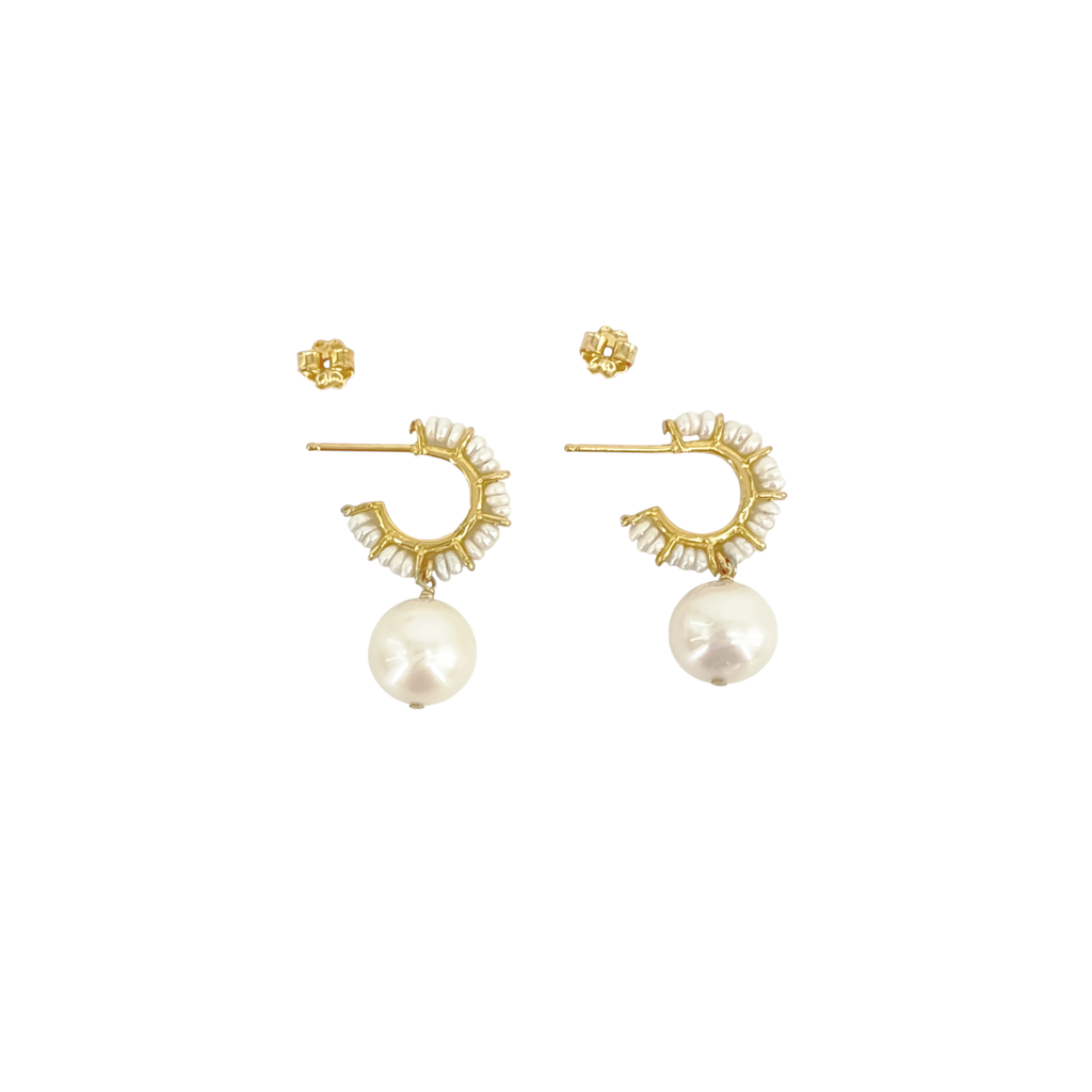 CHAN LUU Maiden Hoop Earrings in White Pearl Chan Luu