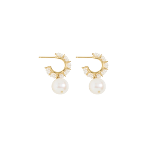 CHAN LUU Maiden Hoop Earrings in White Pearl