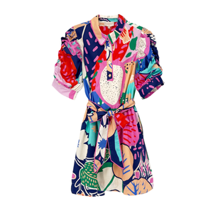 CIEBON Scarlette Mini Dress in Pink Multi S