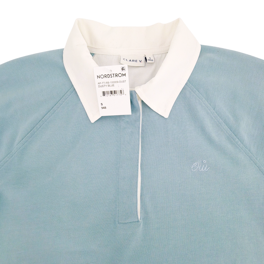 CLARE V. Le Rugby Shirt in Dusty Blue S Clare V.