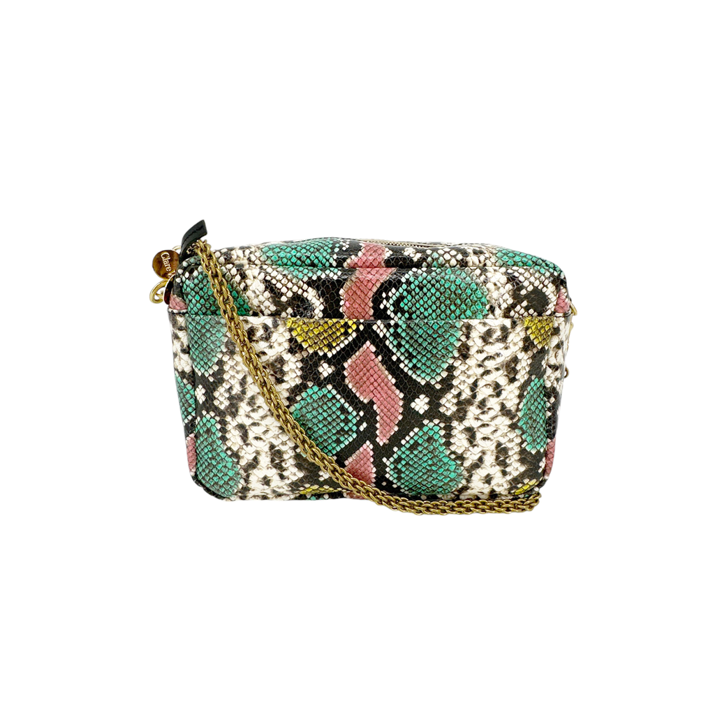 CLARE V. Marisol Bag Pastel Painted Snake with Chain Crossbody Strap Clare V.