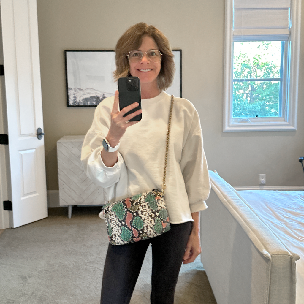 CLARE V. Marisol Bag Pastel Painted Snake with Chain Crossbody Strap Clare V.