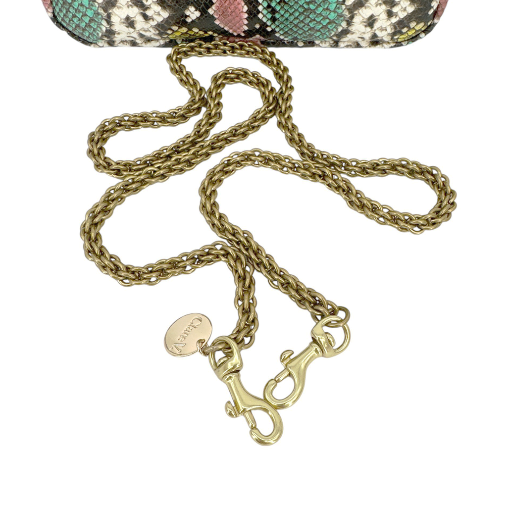 CLARE V. Marisol Bag Pastel Painted Snake with Chain Crossbody Strap Clare V.