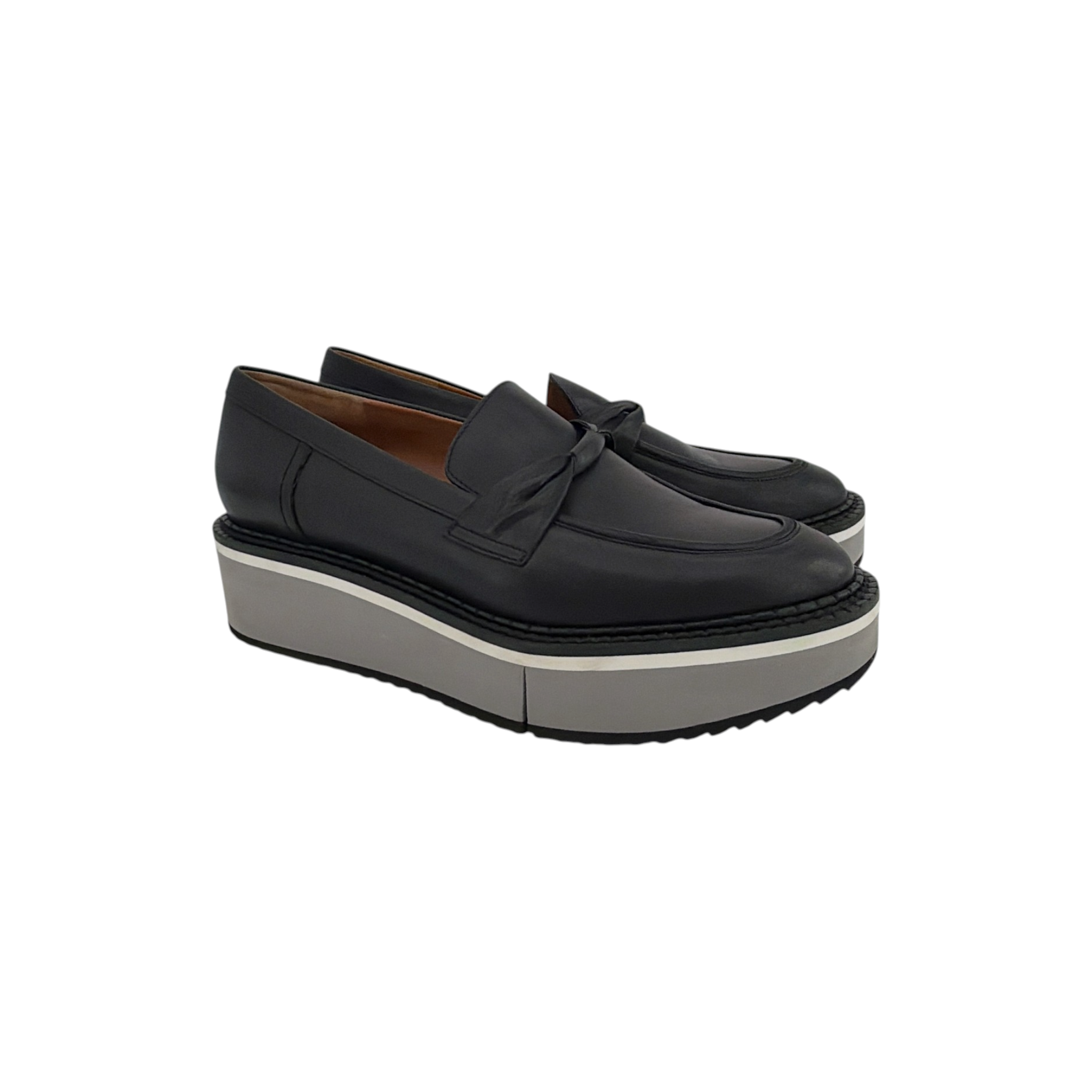 CLERGERIE Booster Leather Platform Loafers in Black 37 Robert Clergerie