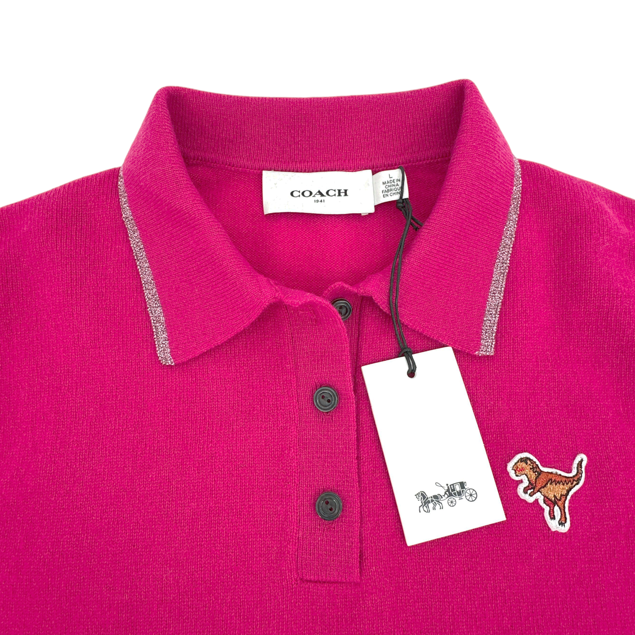 COACH 1941 Rexy Essential Polo Cashmere Sweater L Coach 1941