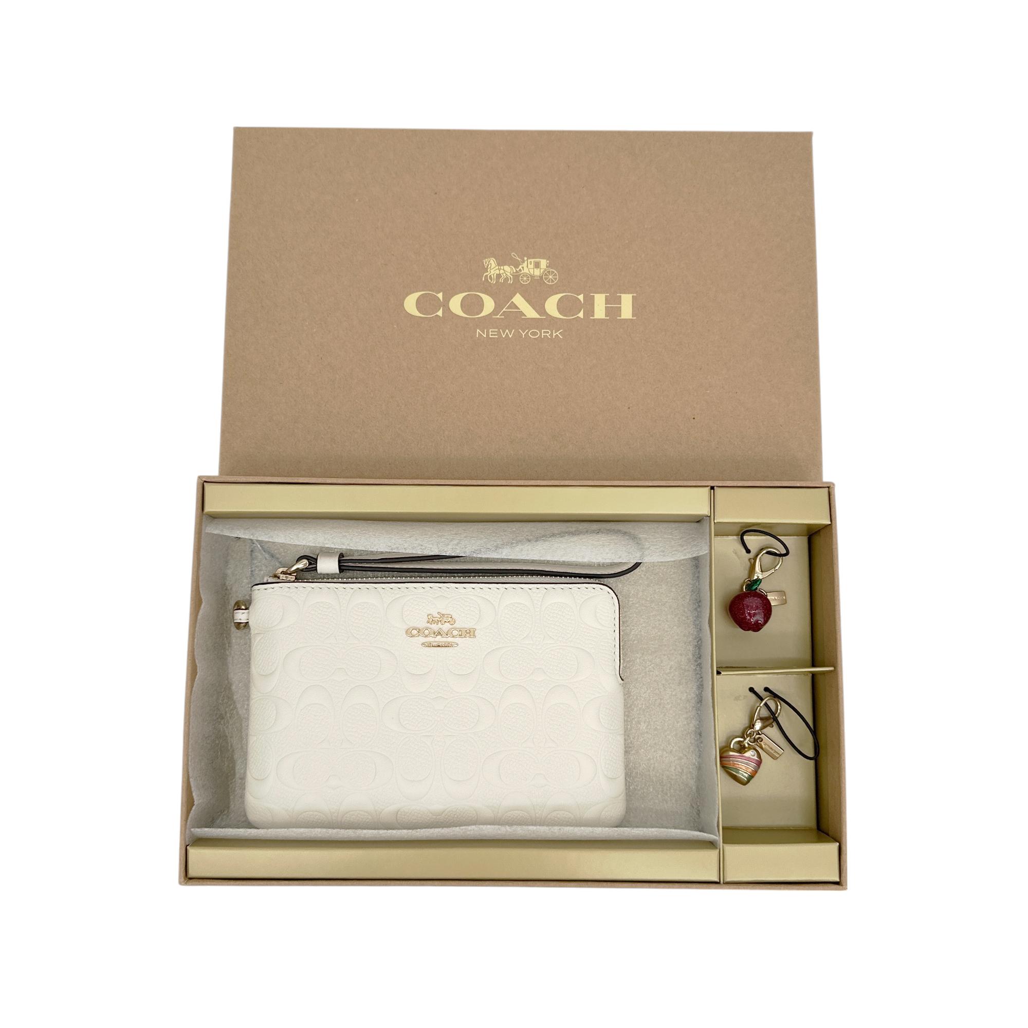 COACH Corner Zip Wristlet in Signature Leather Coach