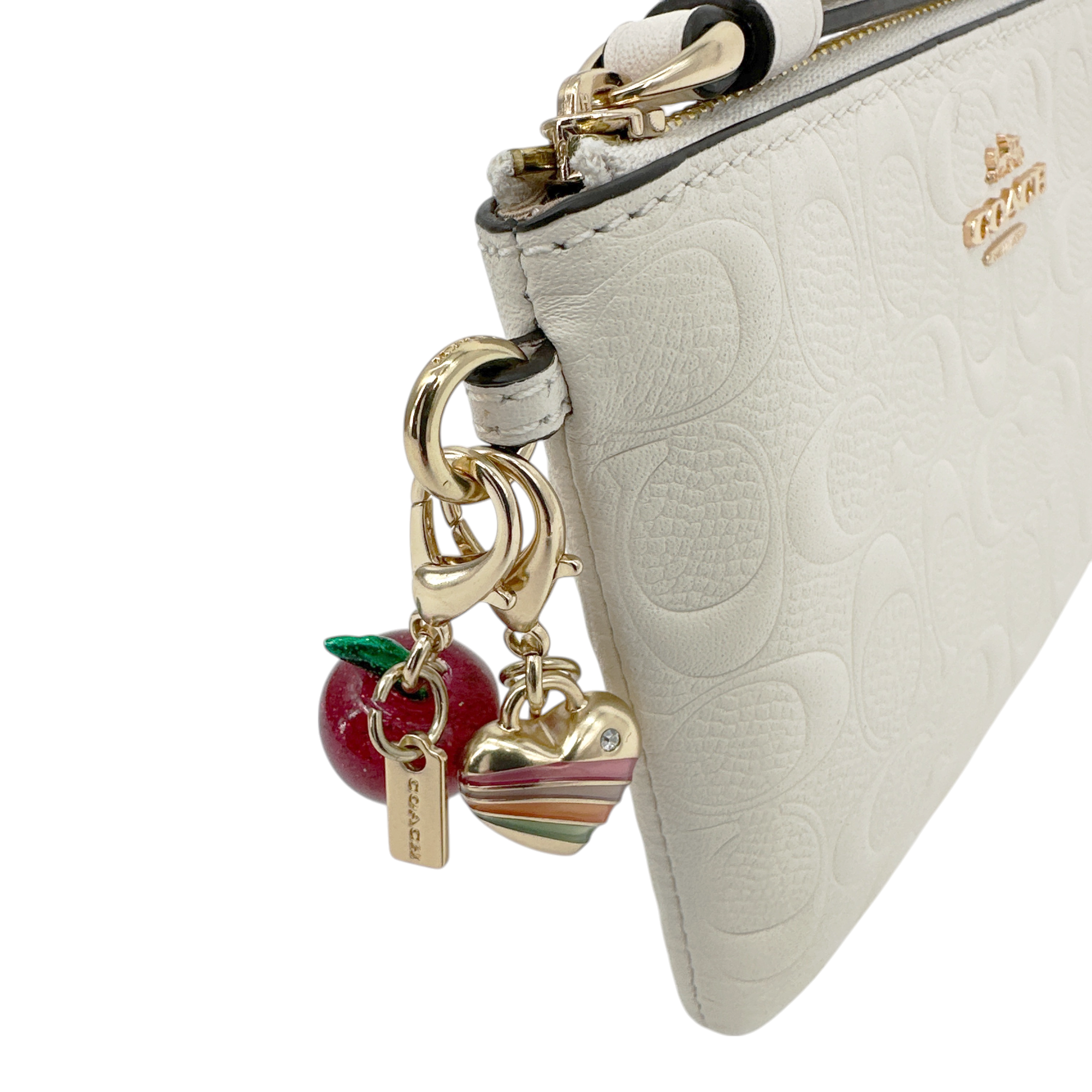 COACH Corner Zip Wristlet in Signature Leather Coach